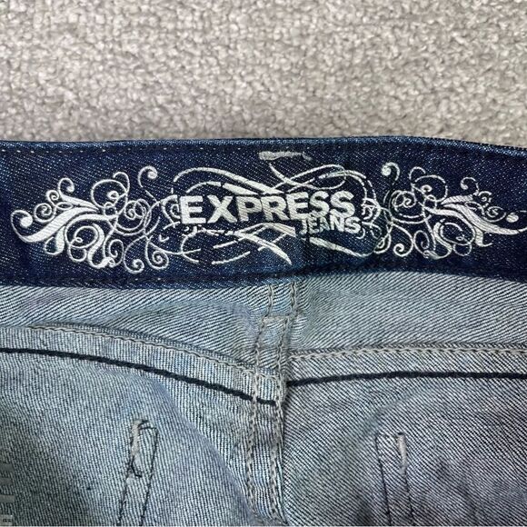 Express Jeans Women’s 26X31 Blue Bootcut Slim Fit Low Rise Dark Denim Stretch - Picture 5 of 13